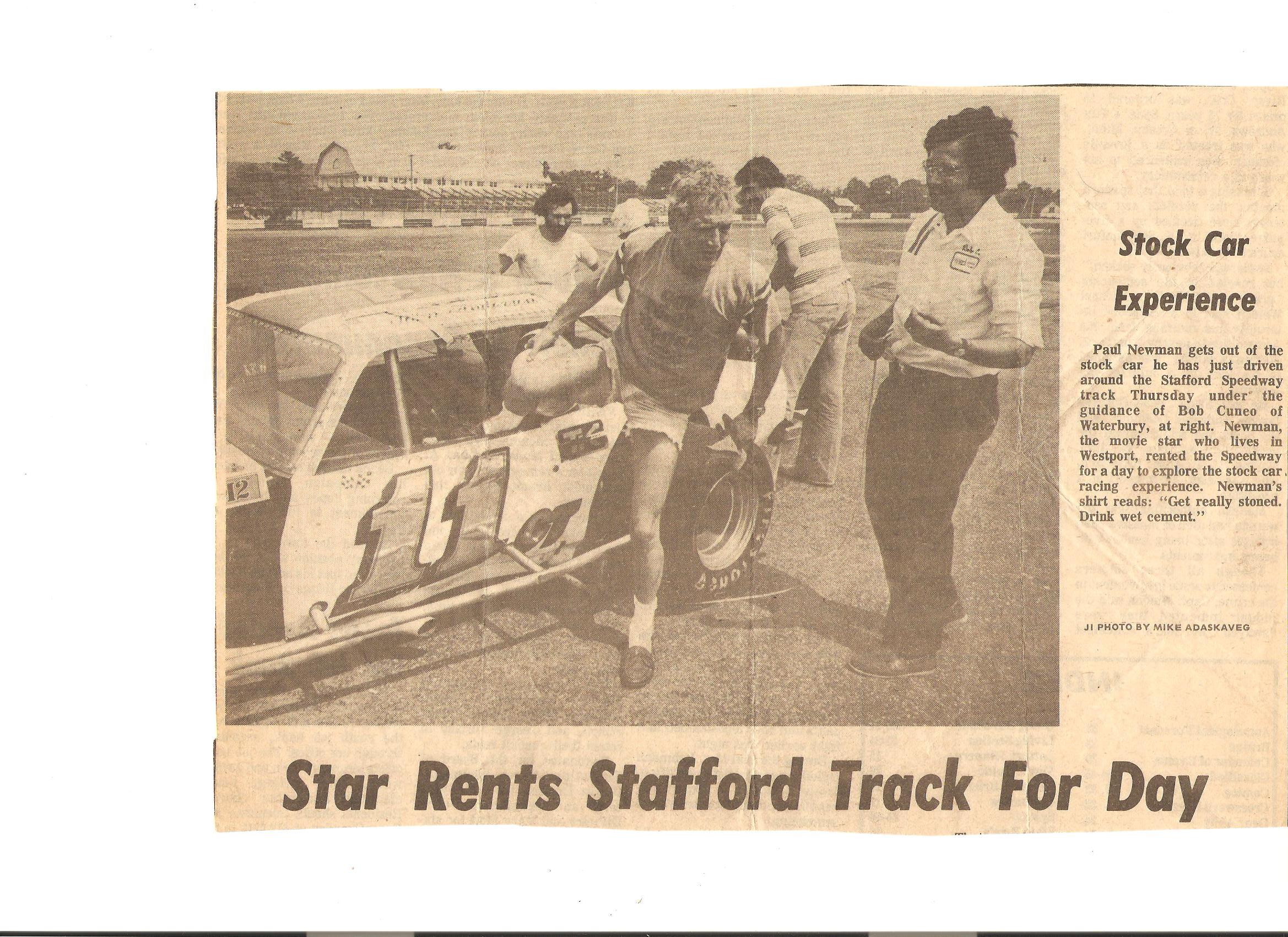 PAUL NWEMAN AT STAFFORD MOTOR SPEEDWAY IN 1983. IN A MODIFIED DRIVIN BY JOHN ANDERSON.…