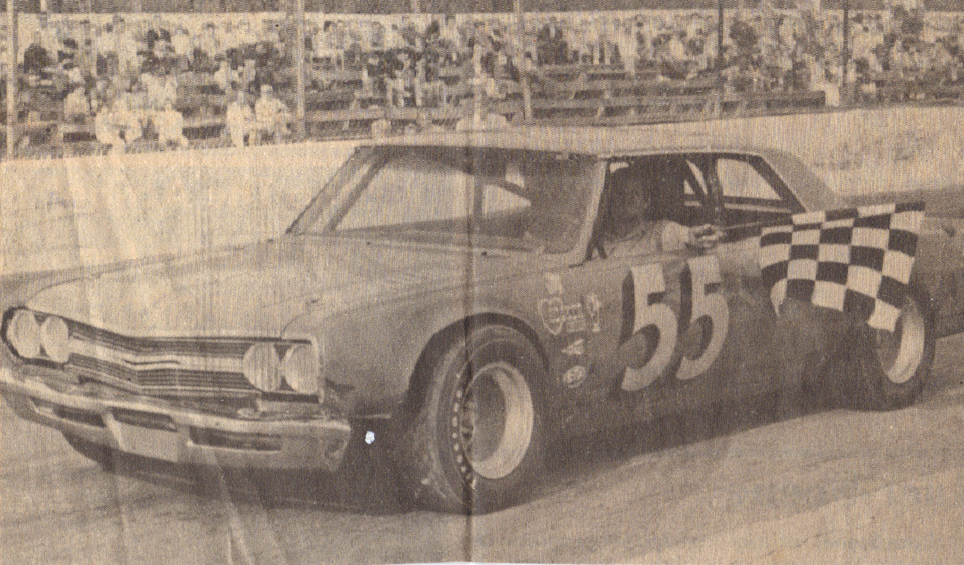 Bob Pressley taking a victory at New Asheville Speedway in 1970