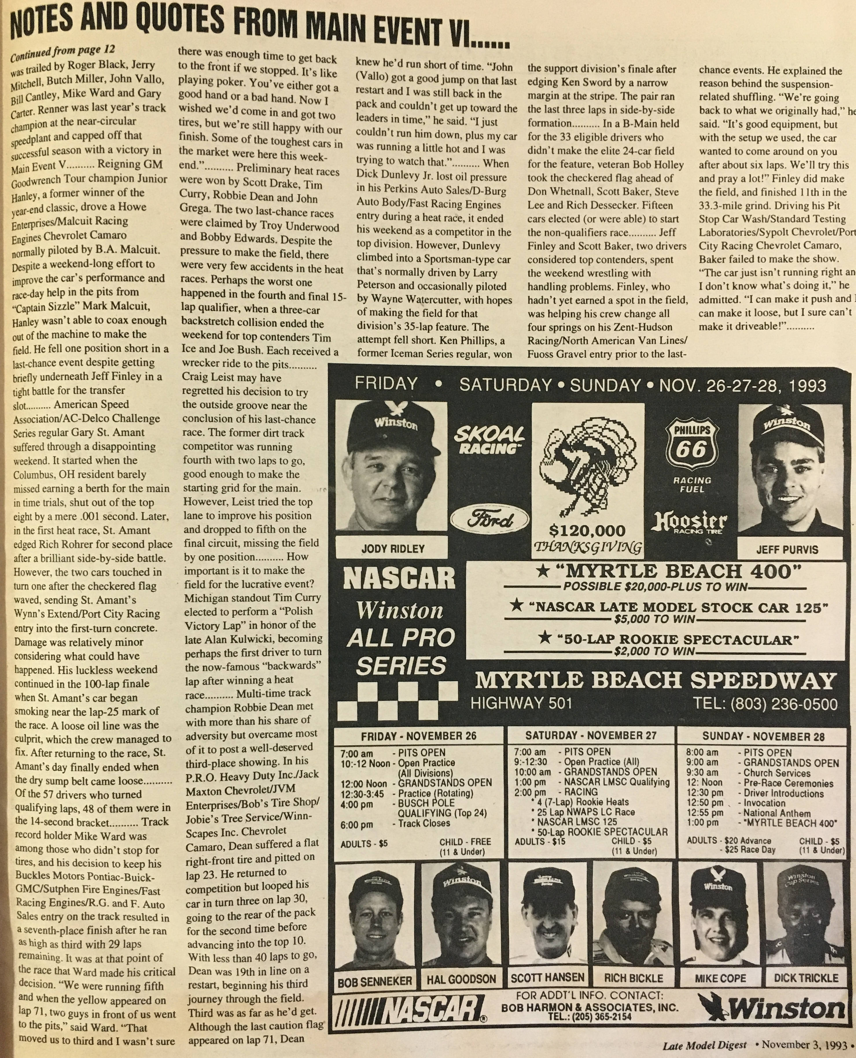 Late Model Digest -Page 27- Nov 3, 1993