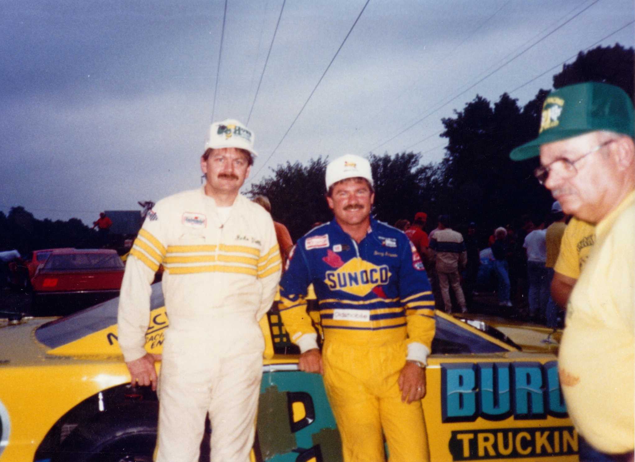 John Vallo, Terry Labonte and Bob McCullough at Columbus Motor Speedway, 1989