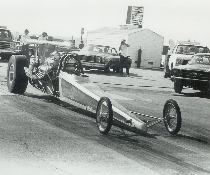Glen Pearmain in AA/BAD at Bonneville Raceway in about 1978