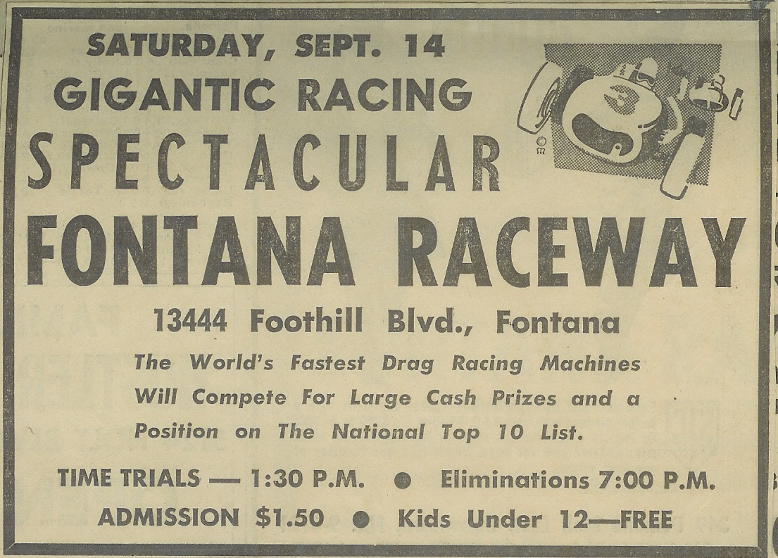Fontana Raceway, Sep. 14, 1963