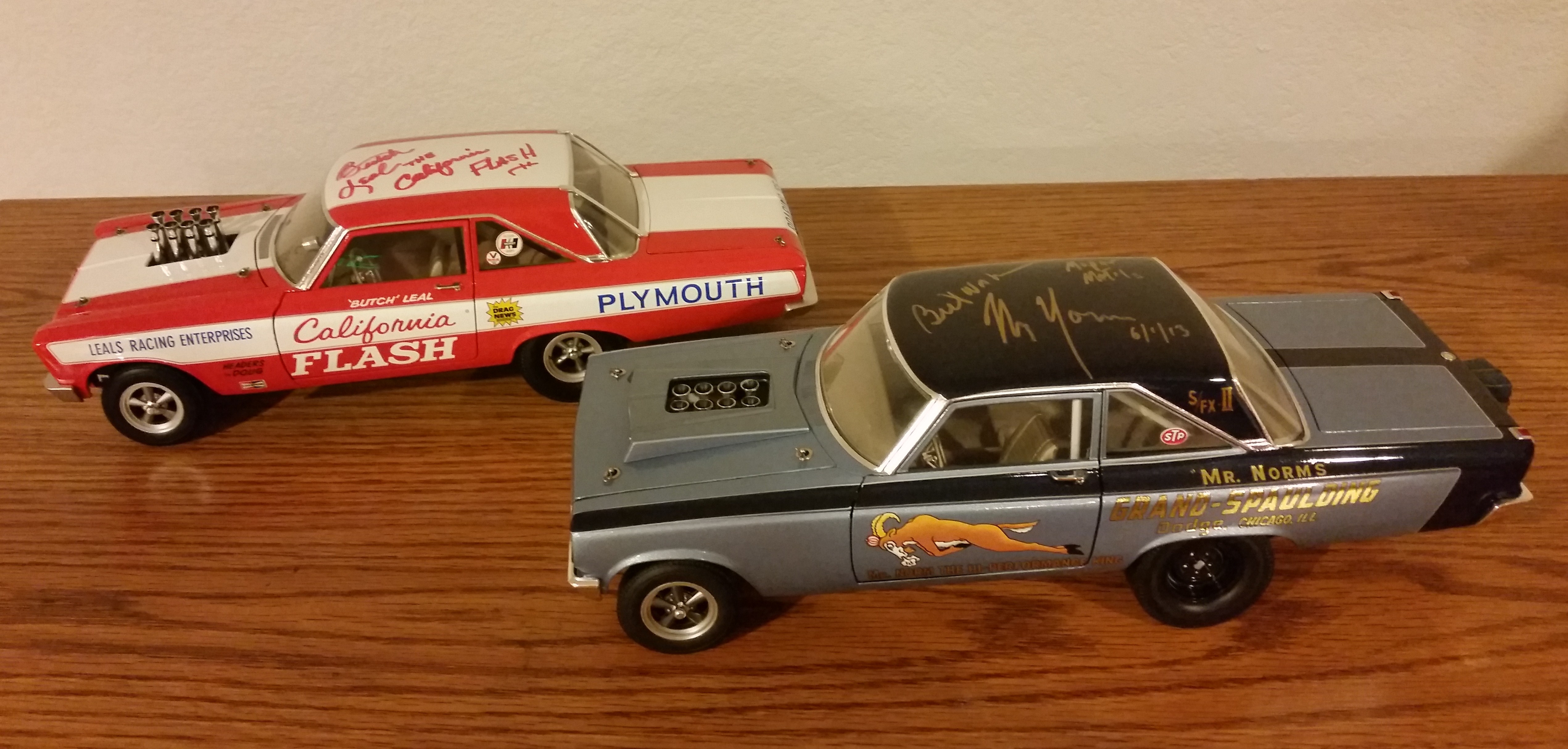 Butch Leal and Mr. Norm signed AWB Drag cars