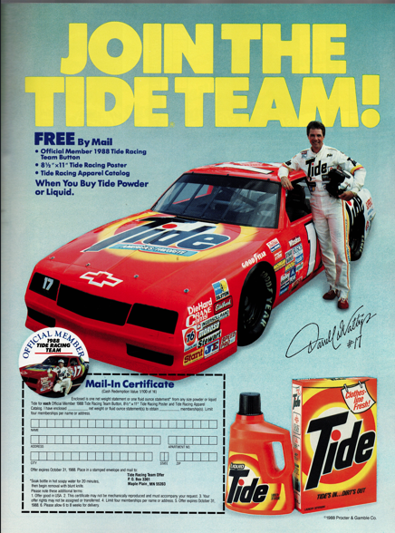 darrell waltrip tide team program nascar vintage pages