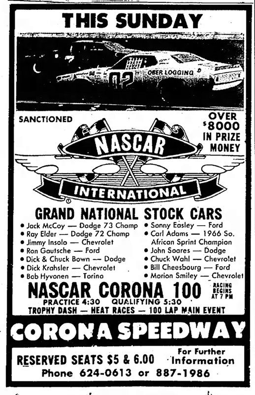 1974 Corona 100 – Ray Elder
