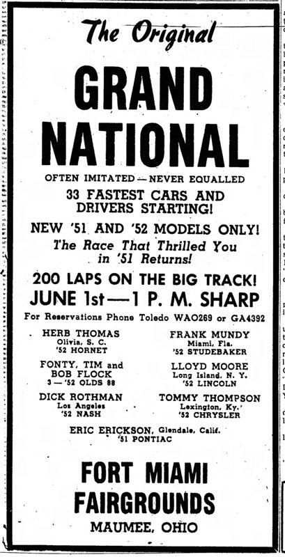 June 1, 1952 Fort Miami Speedway