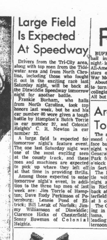 Dinwiddie Speedway June 29, 1962