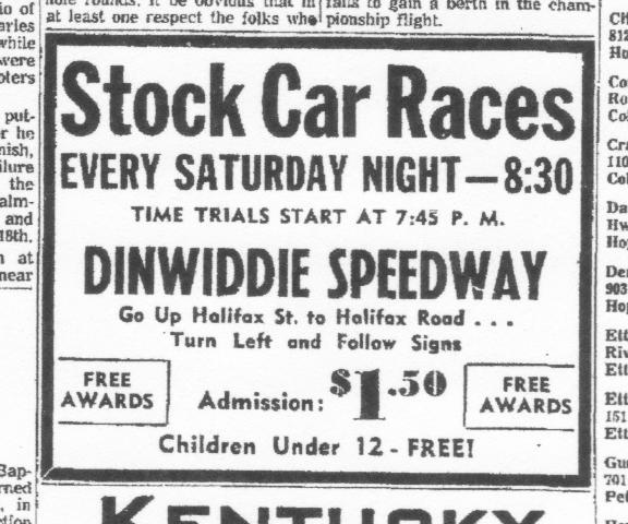 Dinwiddie Speedway June 29, 1962