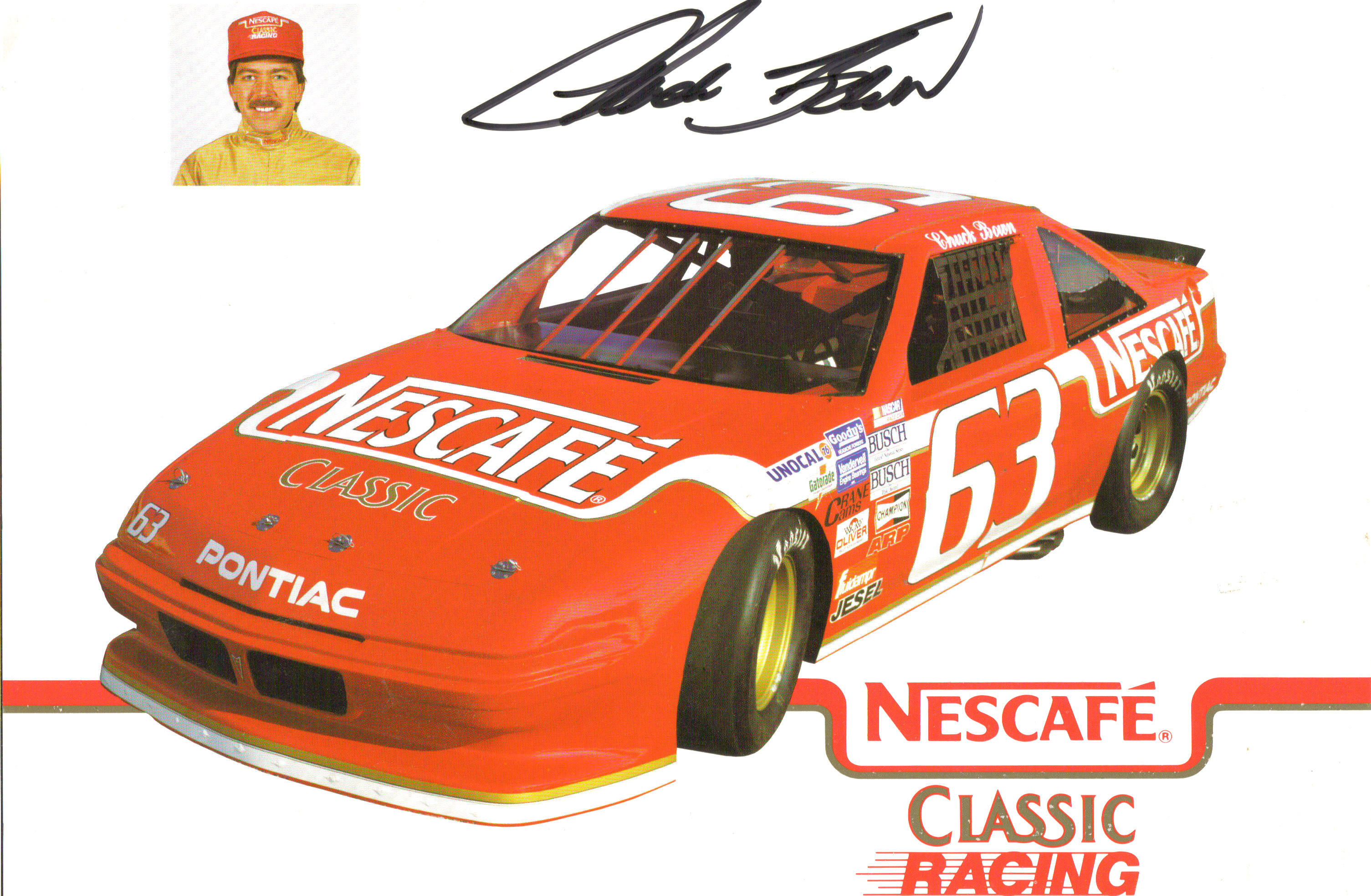 1990 BGN Champion #63 Chuck Bown Nescafe Pontiac