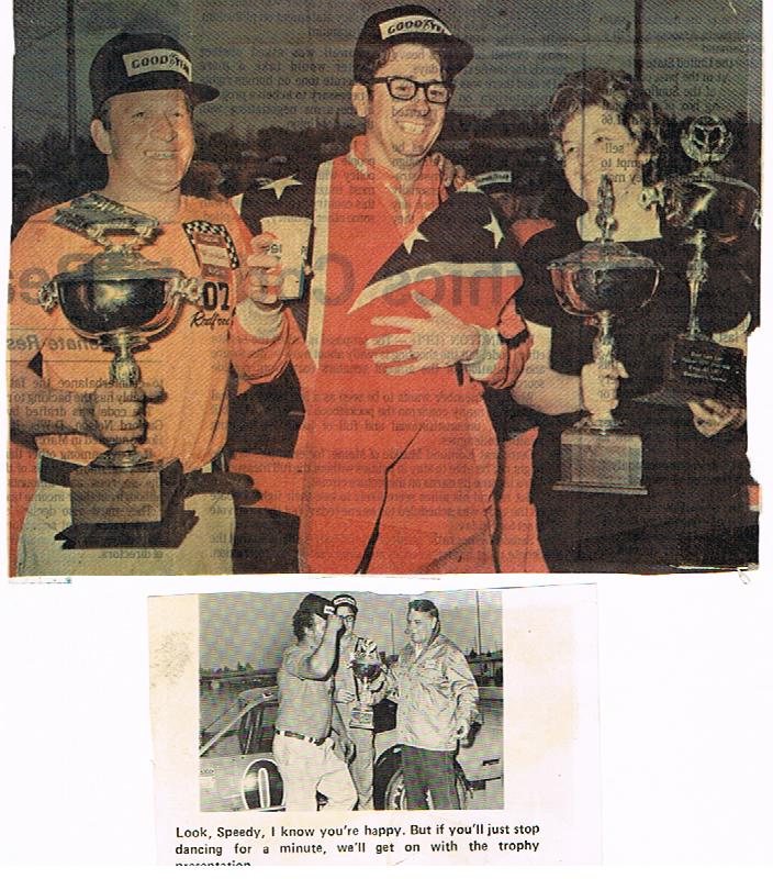 Paul Radford and Speedy Thomas after winning the Fall doubleheader at Martinsville
