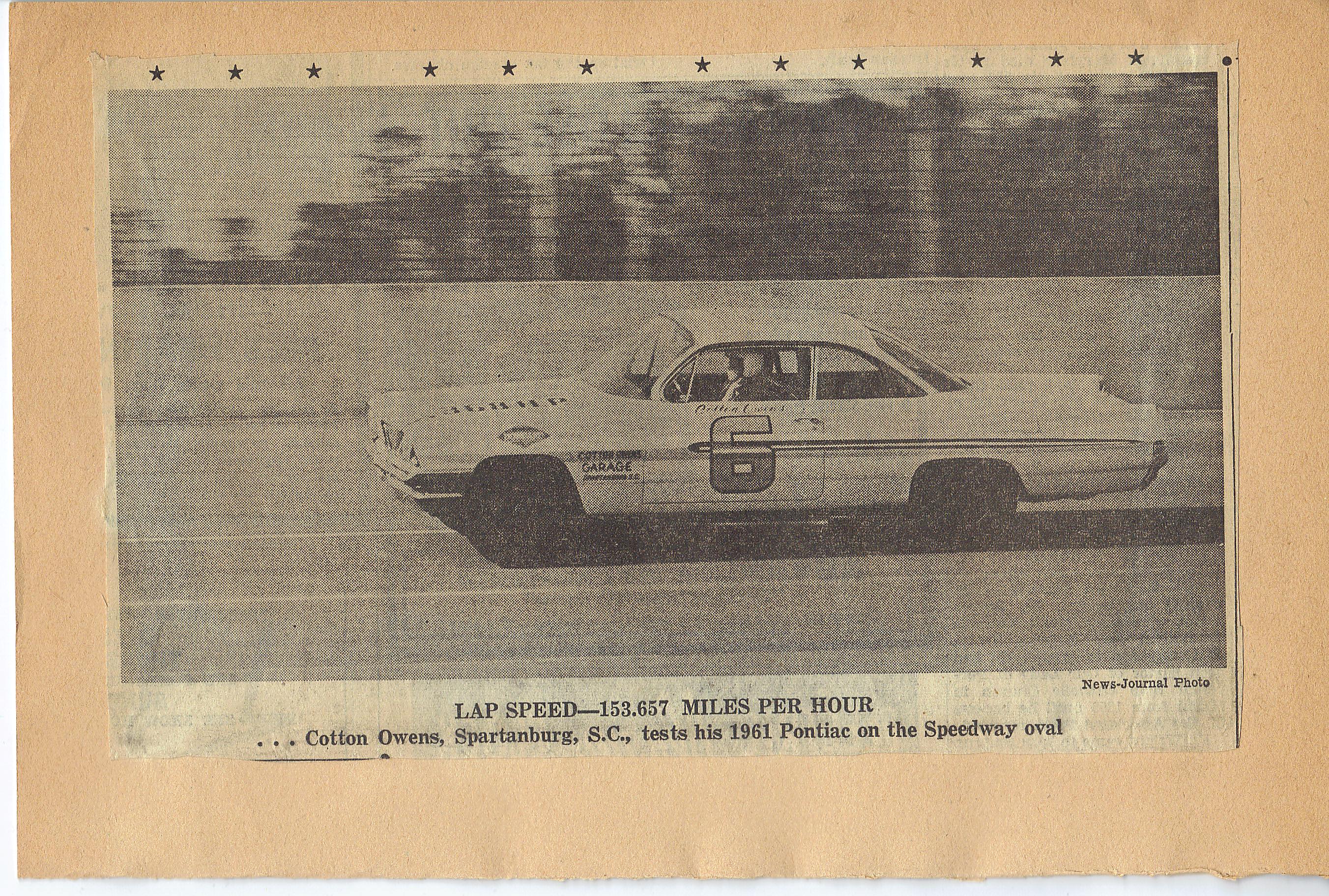 Cotton Owens qualifying for the 1961 Daytona 500