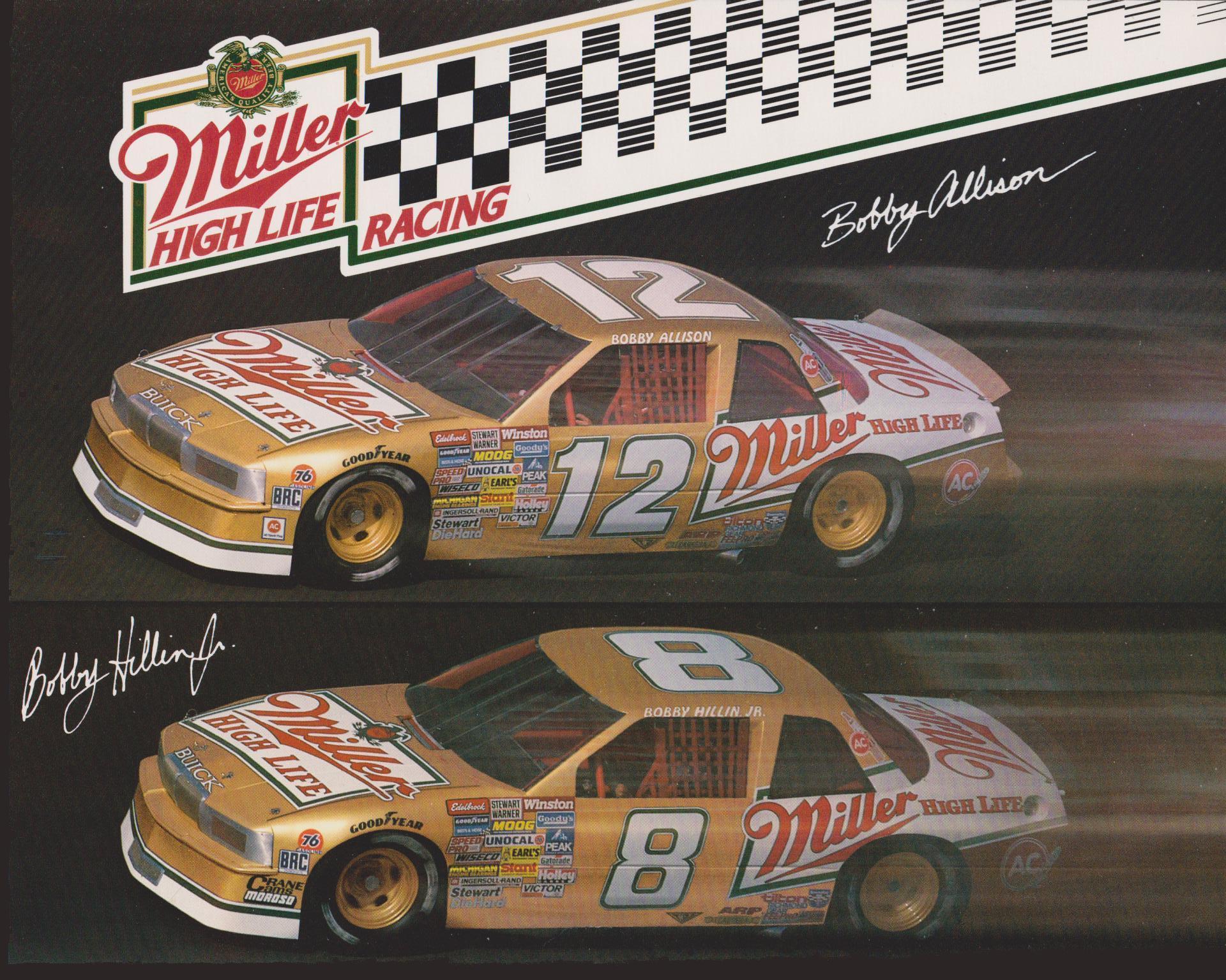 #12 BOBBY ALLISON,#8 BOBBY HILLIN,JR., MILLER HIGH LIFE RACING BUICK,1988 NASCAR WINSTON CUP 001