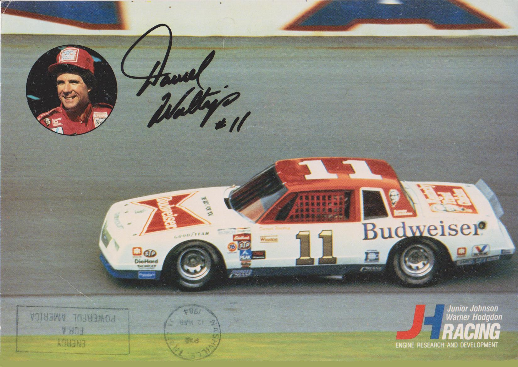 DARRELL WALTRIP #11 BUDWEISER CHEVY 1984 POST CARD 001 (FRONT)