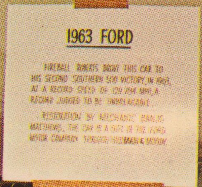 0001C #22 YOUNG FORD, THE JOE WEATHERLY STOCK CAR MUSEUM SIGN