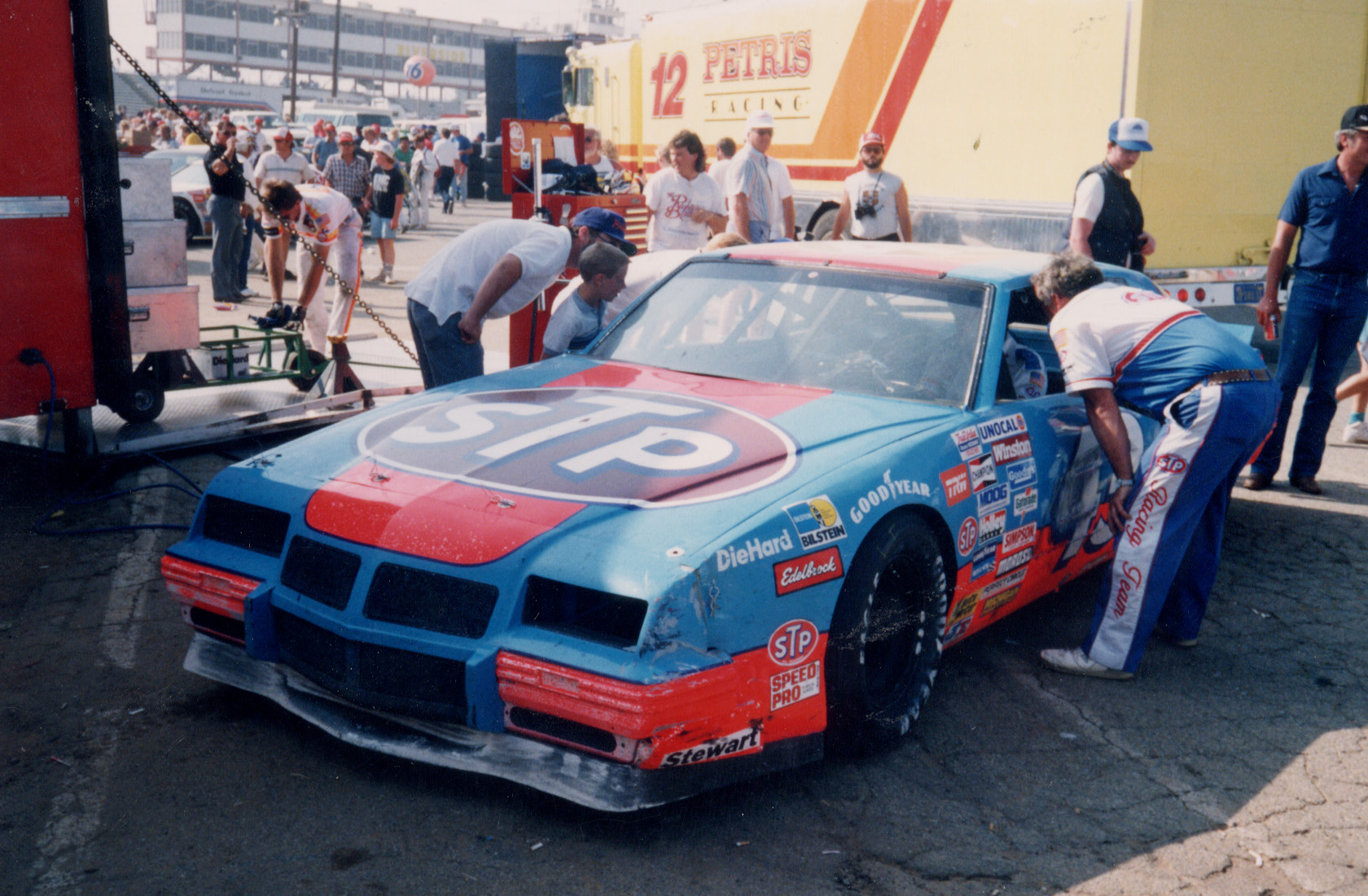 Remember when you could walk into the garage area after a race? Riverside 1988.