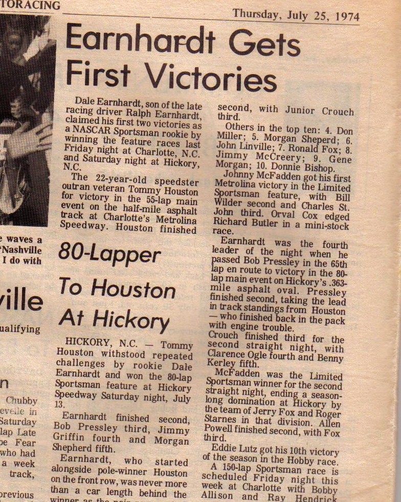 Dale Earnhardt first win.