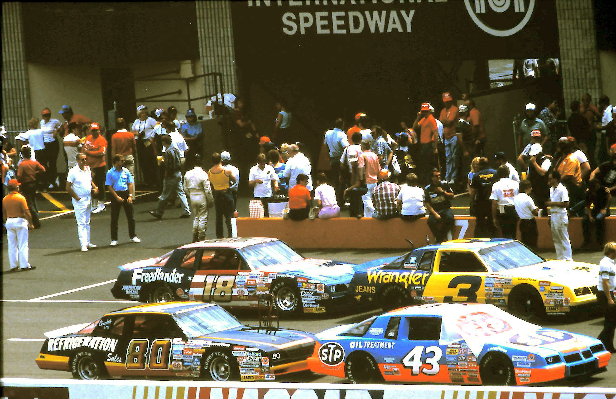 #43 Richard Petty #3 Dale Earnhardt #80 Gary Fedewa #18 Tommy Ellis 1986 Miller American 400 @ Michigan
