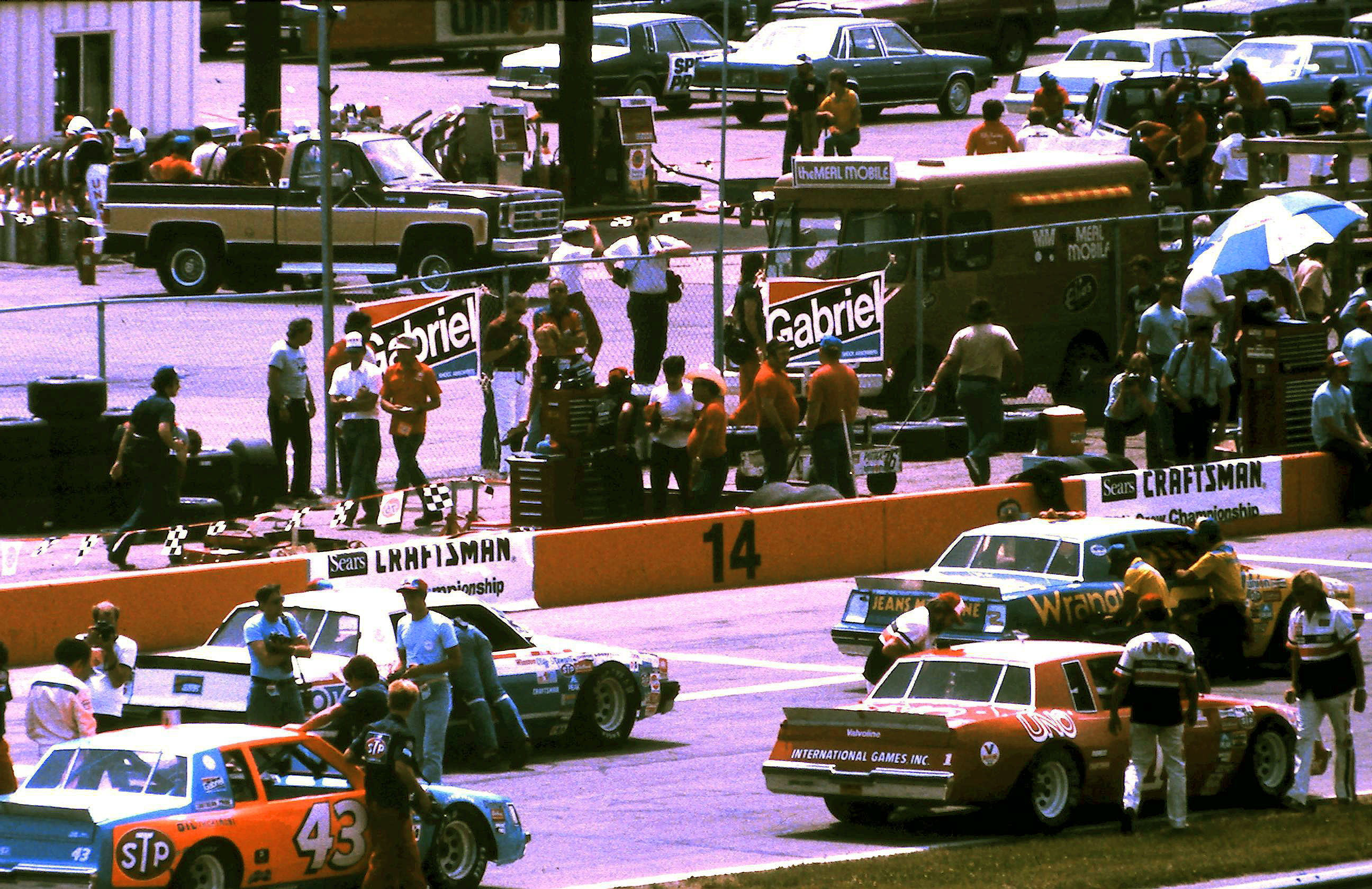 #3 Dale Earnhardt #5 Morgan Shepherd #1 Buddy Baker #43 Richard Petty 1981 Gabriel 400 @ Michigan