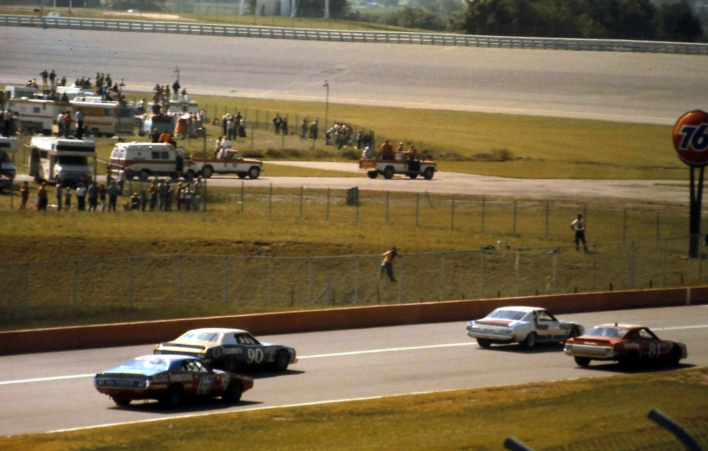#47 Bruce Hill #81 Terry Ryan #90 Richard Brooks #67 Buddy Arrington 1977 Champion Spark Plug 400 @ Michigan