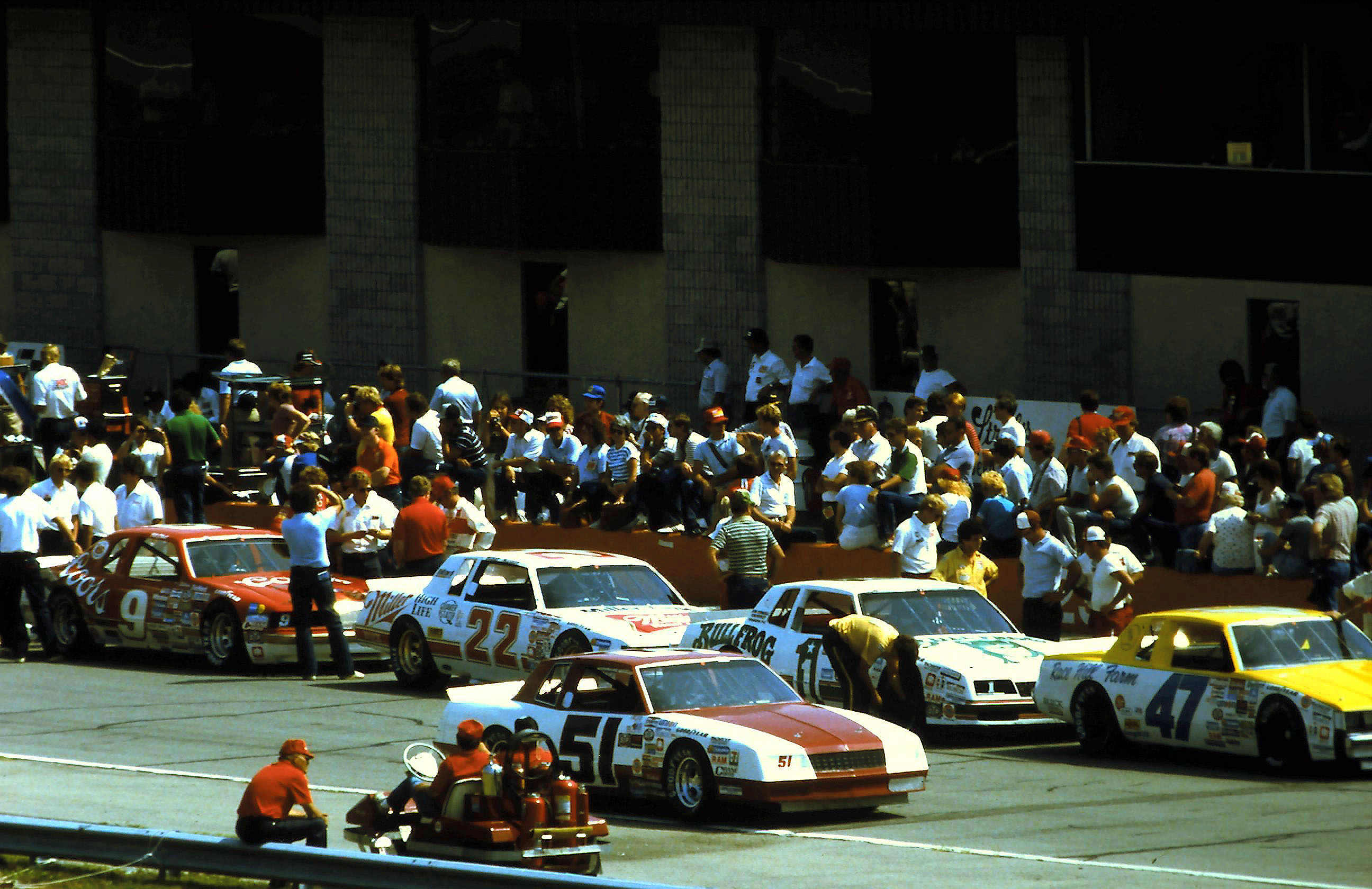 #51 Greg Sacks #47 Ron Bouchard #1 Lake Speed #22 Bobby Allison #9 Bill Elliott 1984 Champion Spark Plug 400 @ Michigan