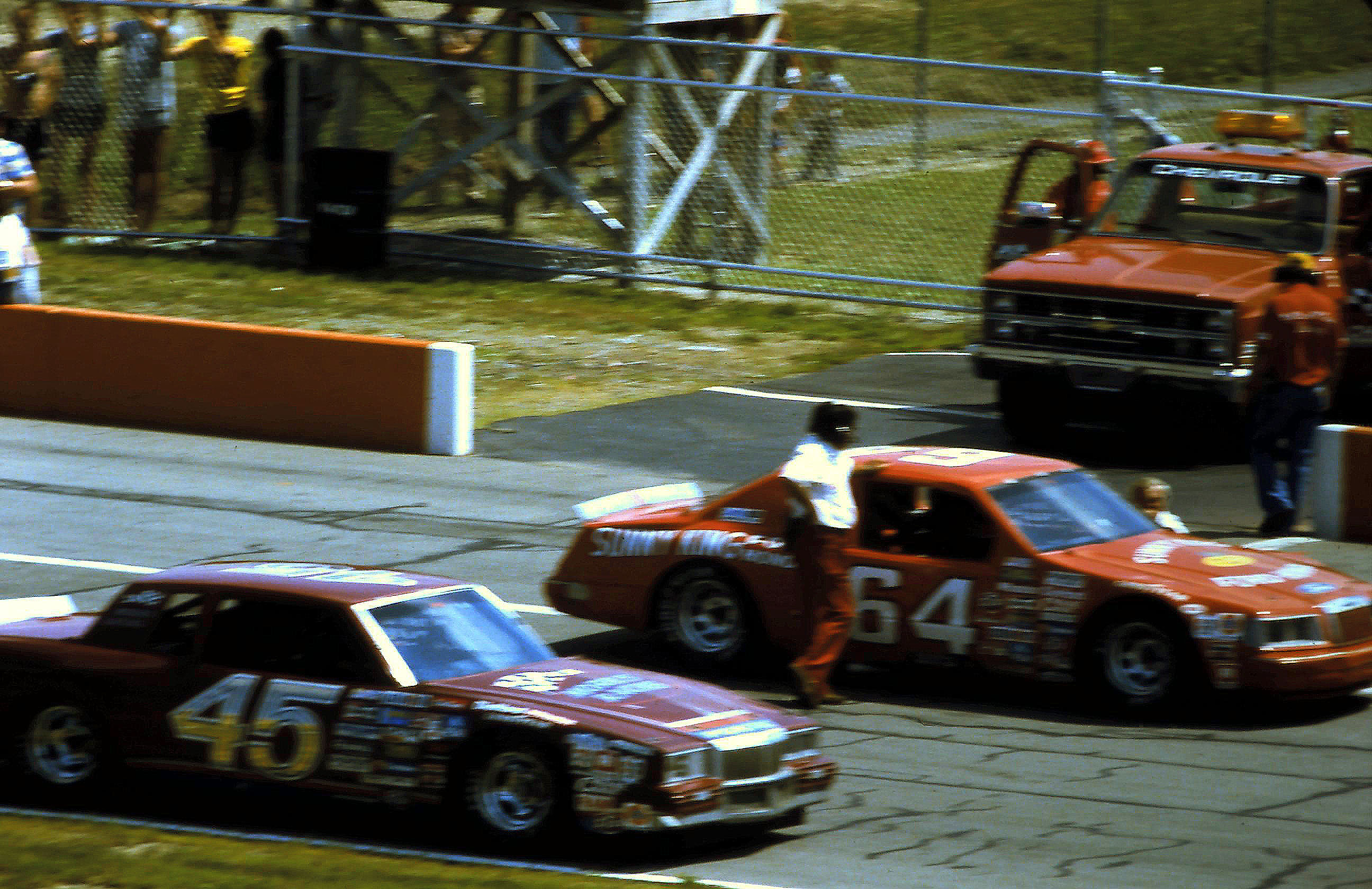 #64 Ken Schrader #45 Jeff Hooker 1984 Champion Spark Plug 400 @ Michigan