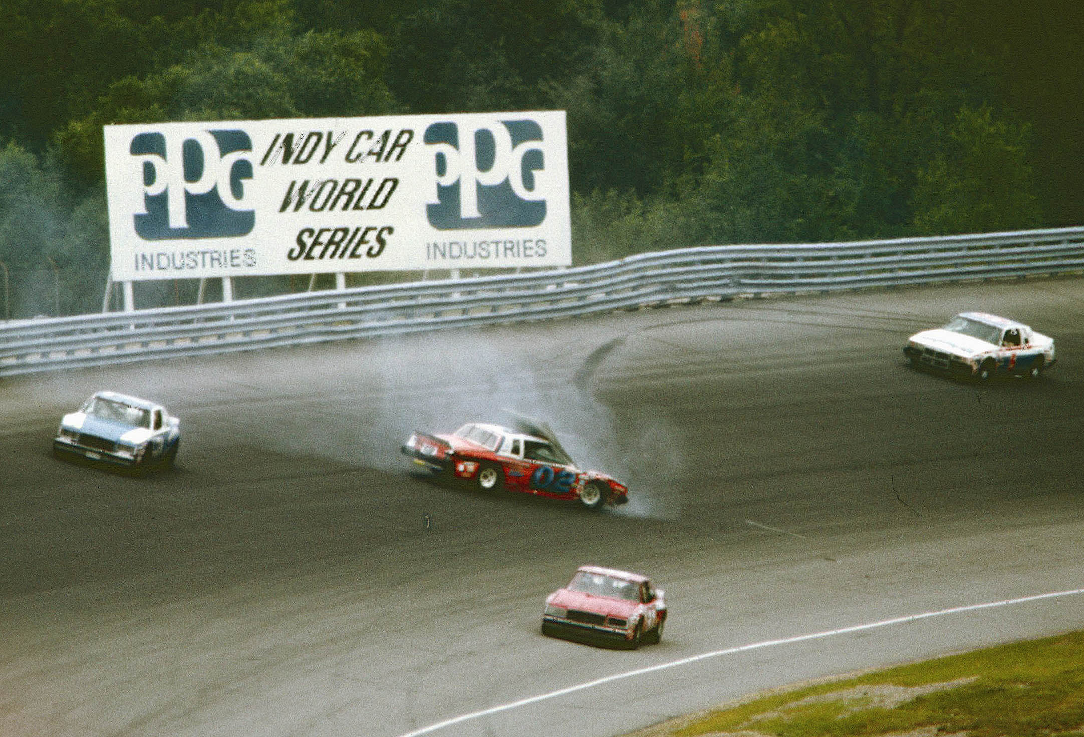#02 Morgan Shepherd #98 Johnny Rutherford 1981 Champion Spark Plug 400 @ Michigan International Speedway.