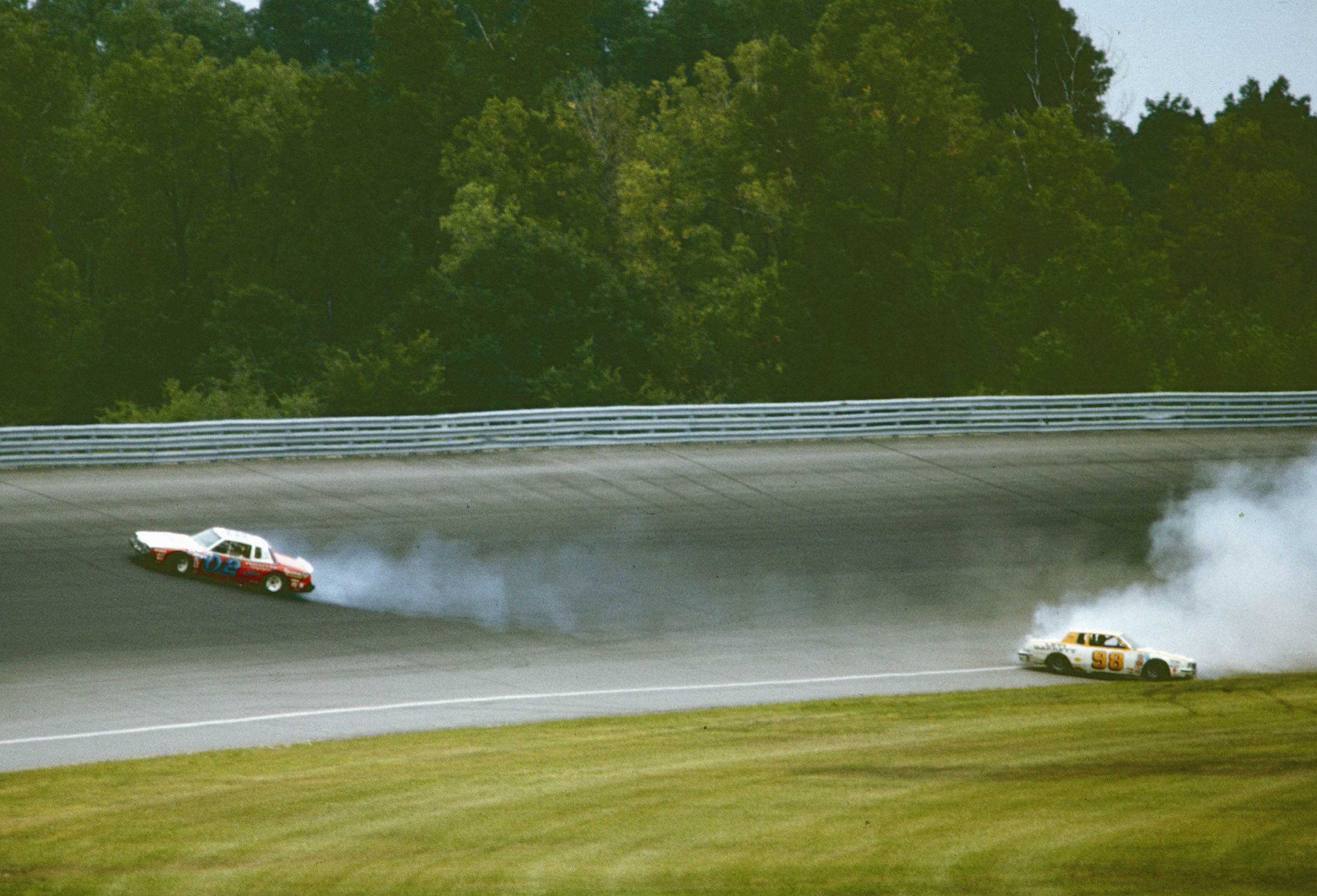 #02 Morgan Shepherd #98 Johnny Rutherford 1981 Champion Spark Plug 400 @ Michigan International Speedway…
