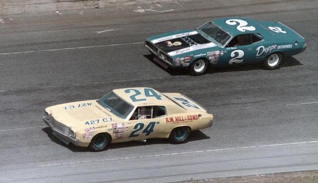 Cecil Gordon races with Dave Marcis_