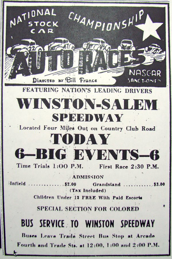 Ad for races held on Easter Monday April 18, 1949.