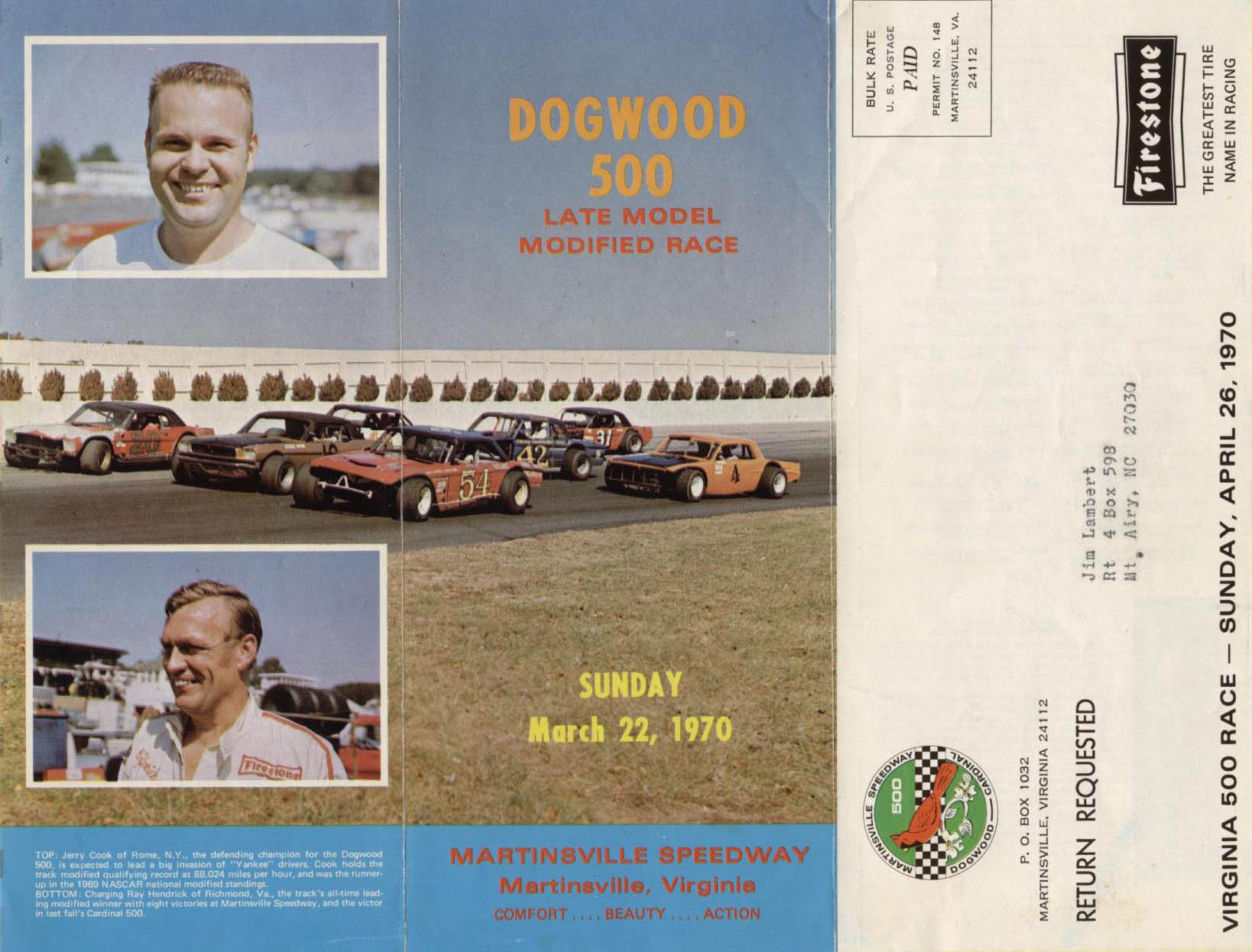 Martinsville Dogwood 500 brochure 1970
