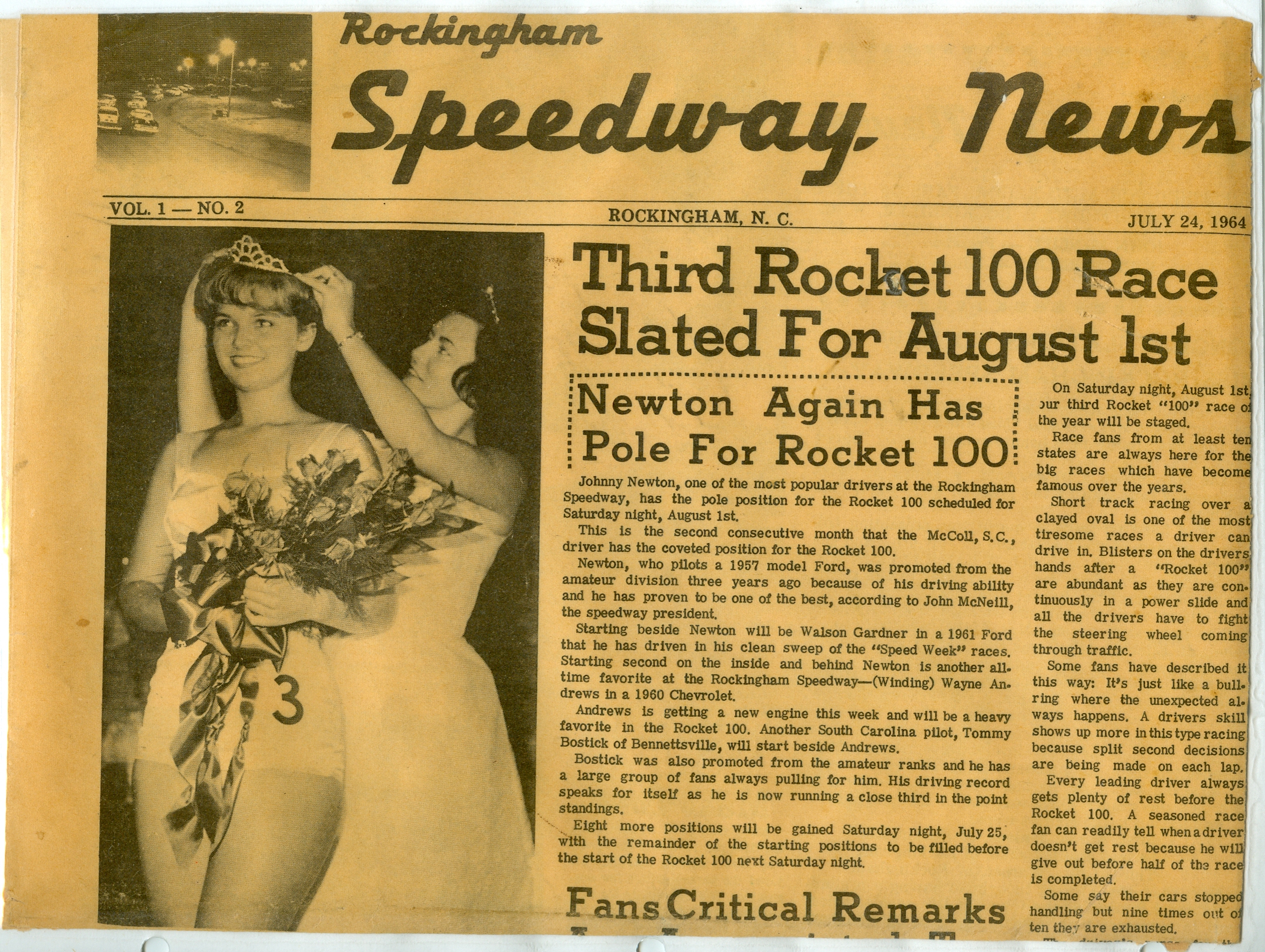 1964 ROCKINGHAM SPEEDWAY NEWS PAPER